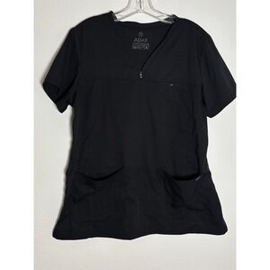 Adar Addition Scrub Top XL Black V-Neck Performance Stretch Medical Uniform